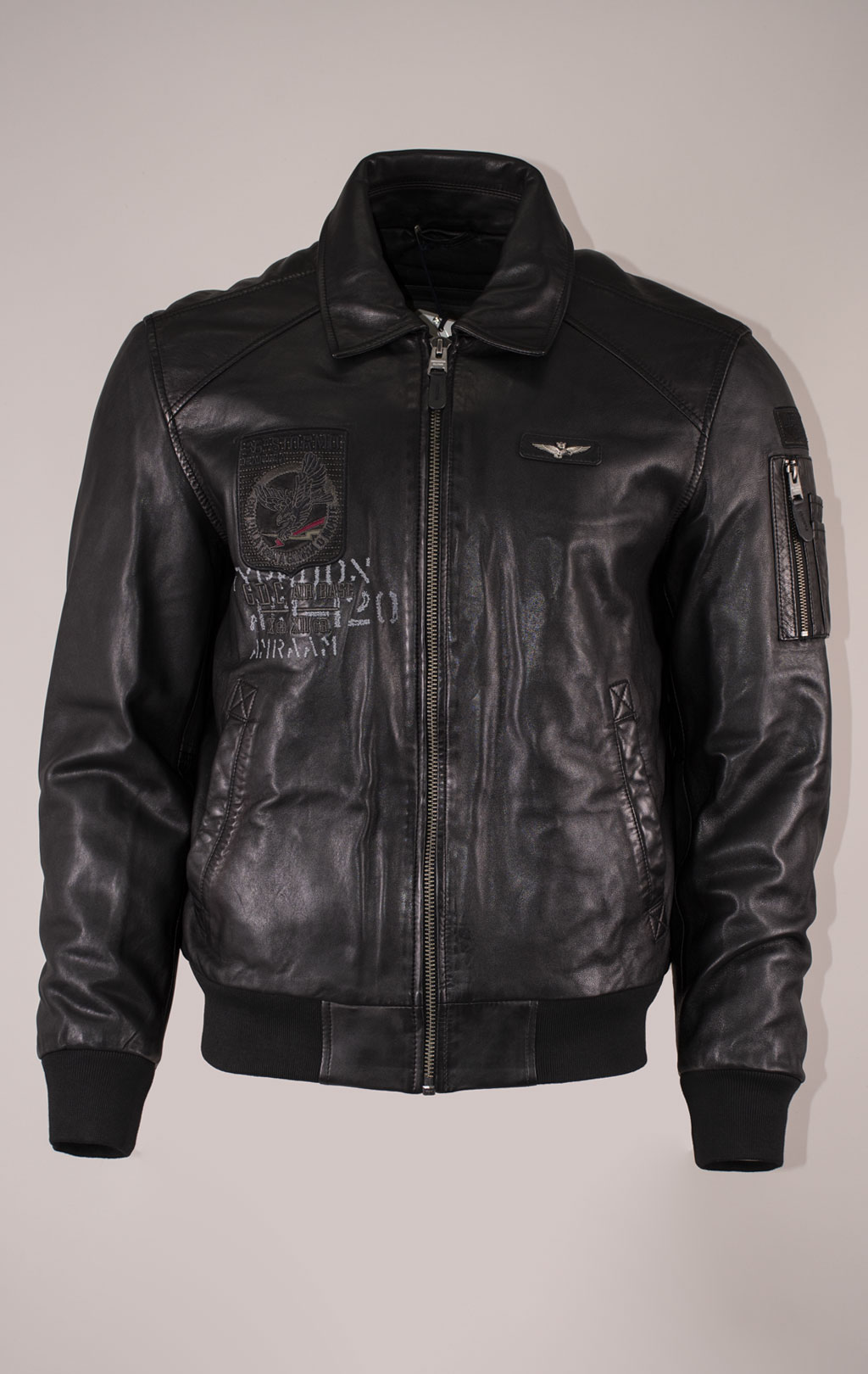 Куртка-пилот AERONAUTICA MILITARE big size кожа FW 24/25/IN nero (PN 950) 