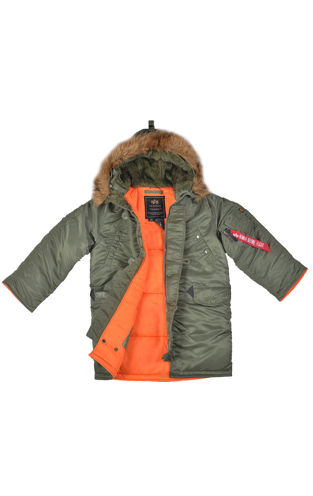 Детская аляска длинная ALPHA INDUSTRIES CLASSIC N-3B sage green 