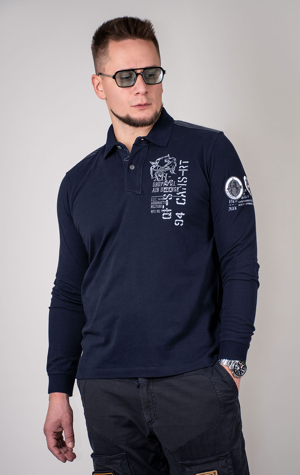Поло-лонгслив AERONAUTICA MILITARE FW 24/25/TR dark blue (PO 1820) 