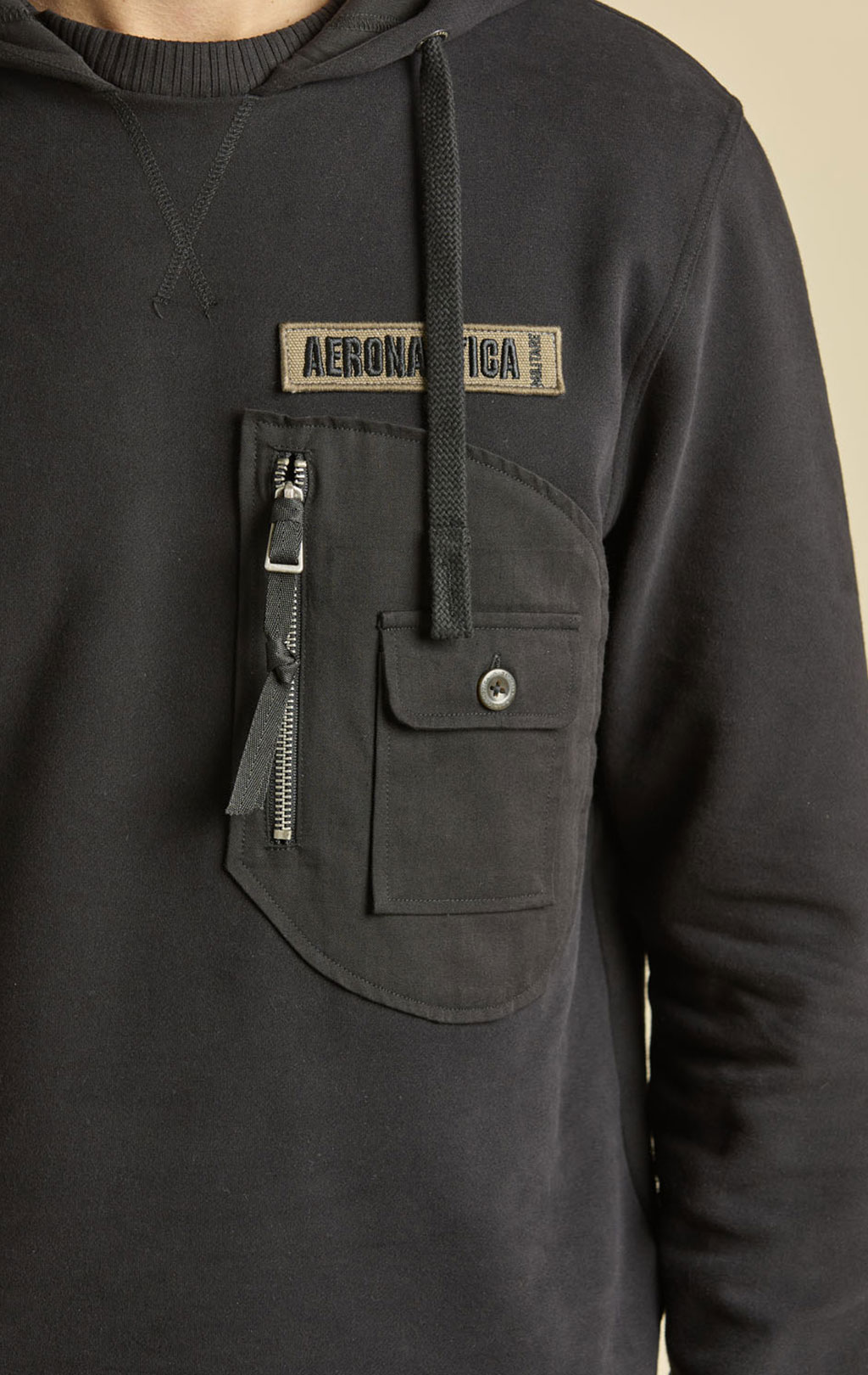 Толстовка с капюшоном AERONAUTICA MILITARE FW 25/26/TR jet black (FE 2068) 