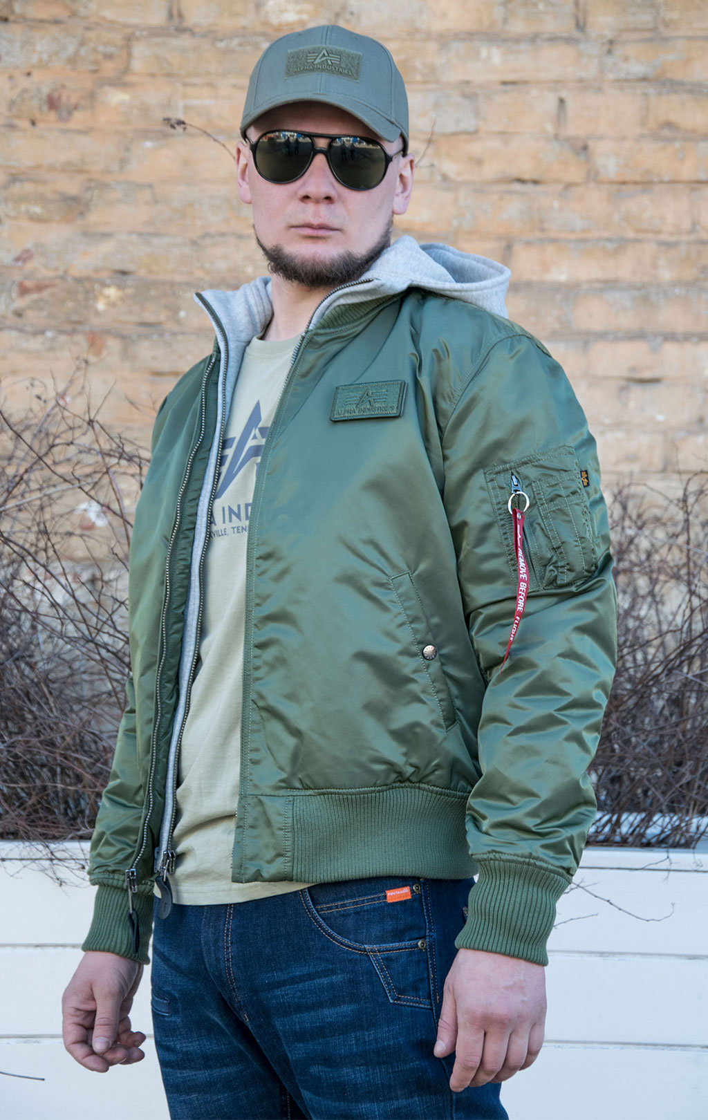 Куртка-бомбер лётная ALPHA INDUSTRIES D-Tec MA-1 sage green 