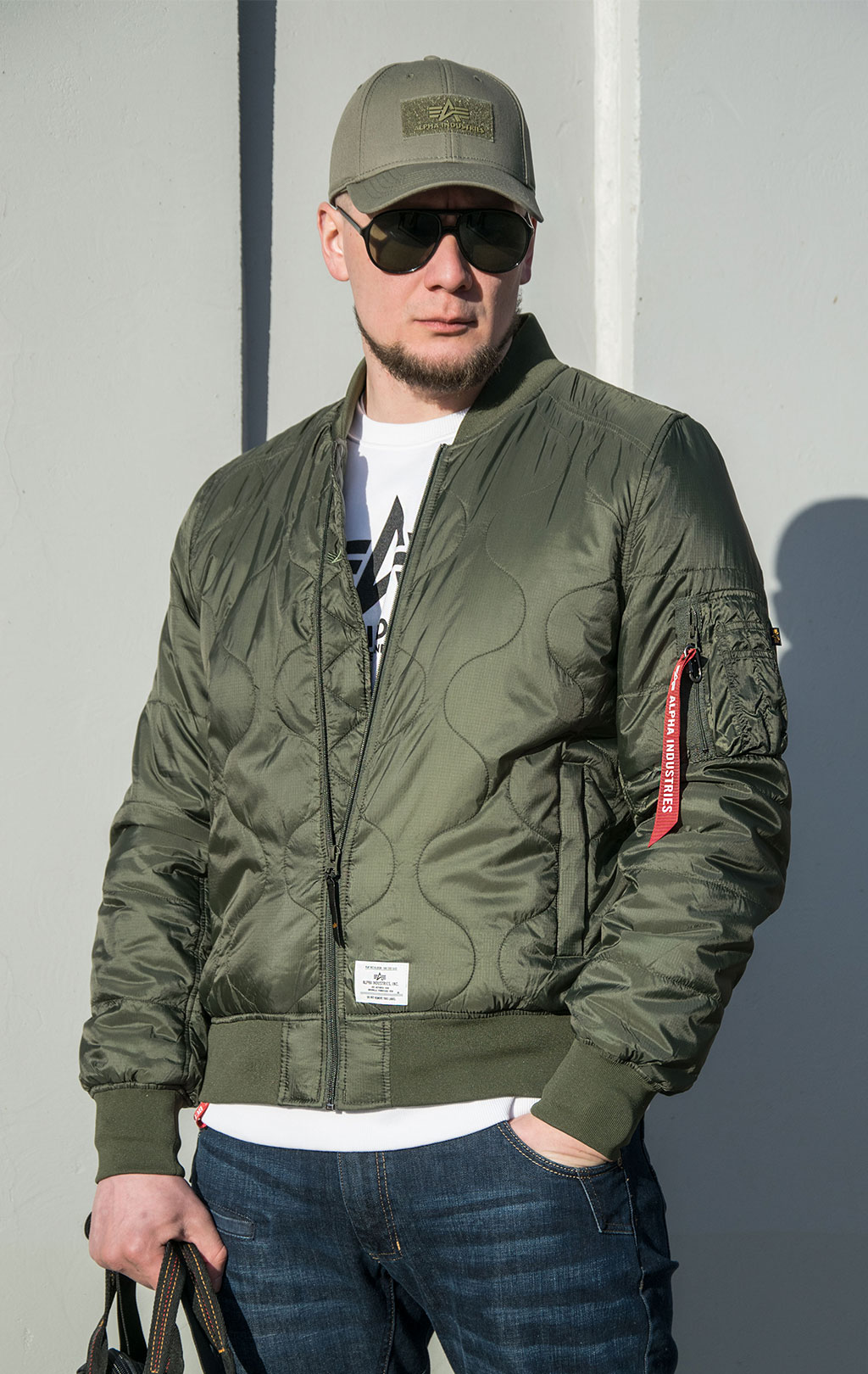 Ветровка-бомбер лётная ALPHA INDUSTRIES QUILTED FLIGHT JACKET L-2B SS 22 m dark green 