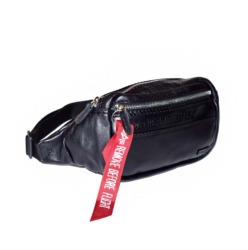 Сумка поясная ALPHA INDUSTRIES RBF LEATHER WAIST BAG black 