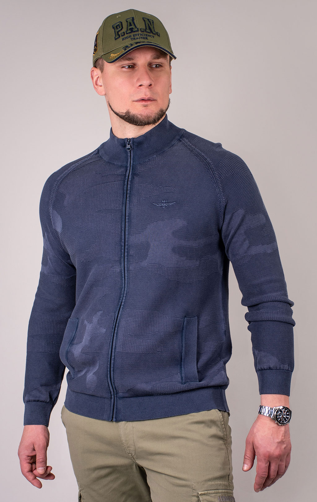 Свитер на молнии AERONAUTICA MILITARE SS 24 m/IN blue navy (MA 1501) 
