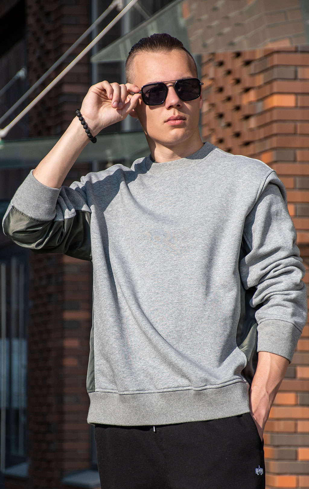 Свитшот ALPHA INDUSTRIES MIXED MEDIA CREWNECK FW 24/25 medium charcoal heather 