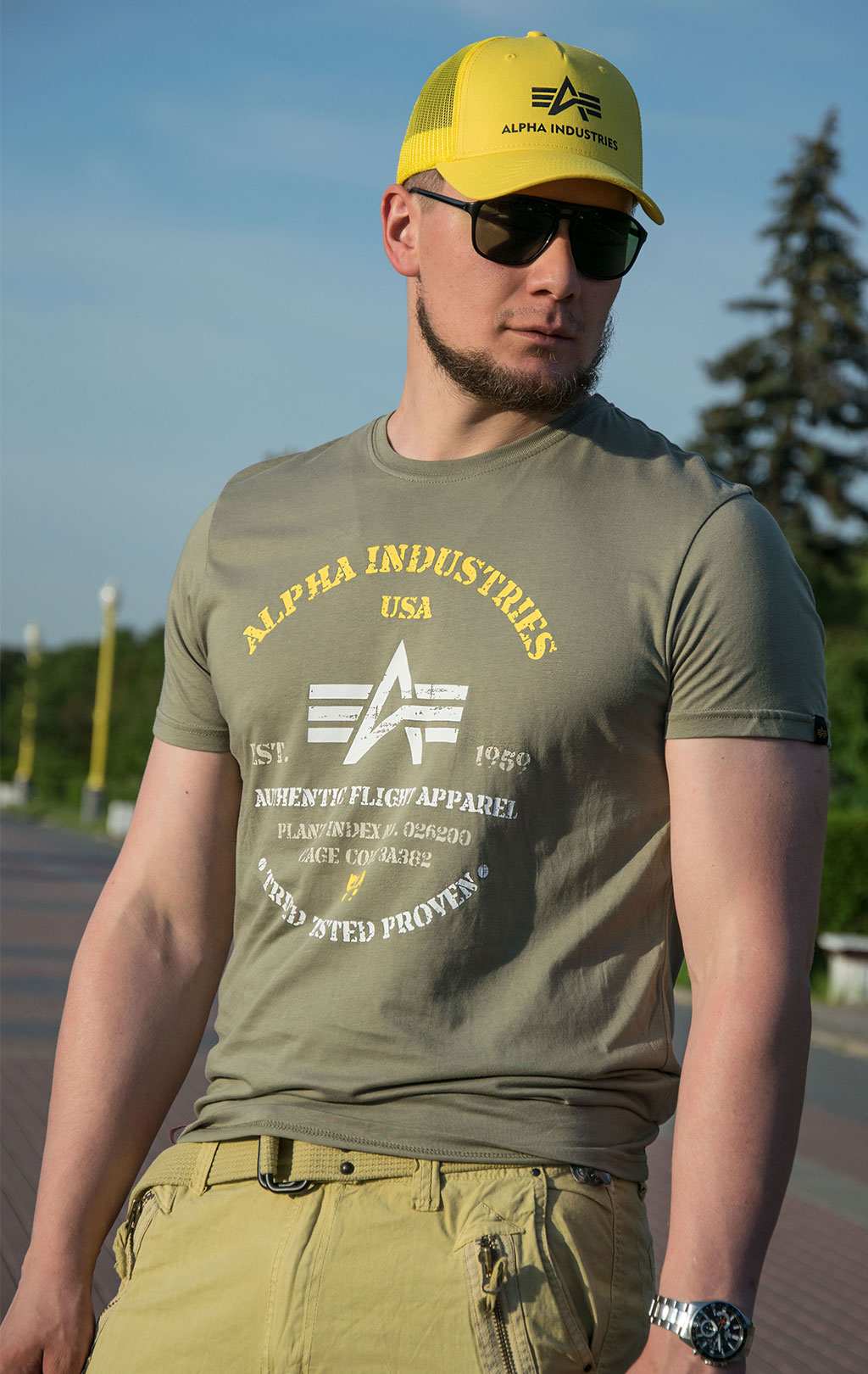 Футболка ALPHA INDUSTRIES AUTHENTIC PRINT olive 