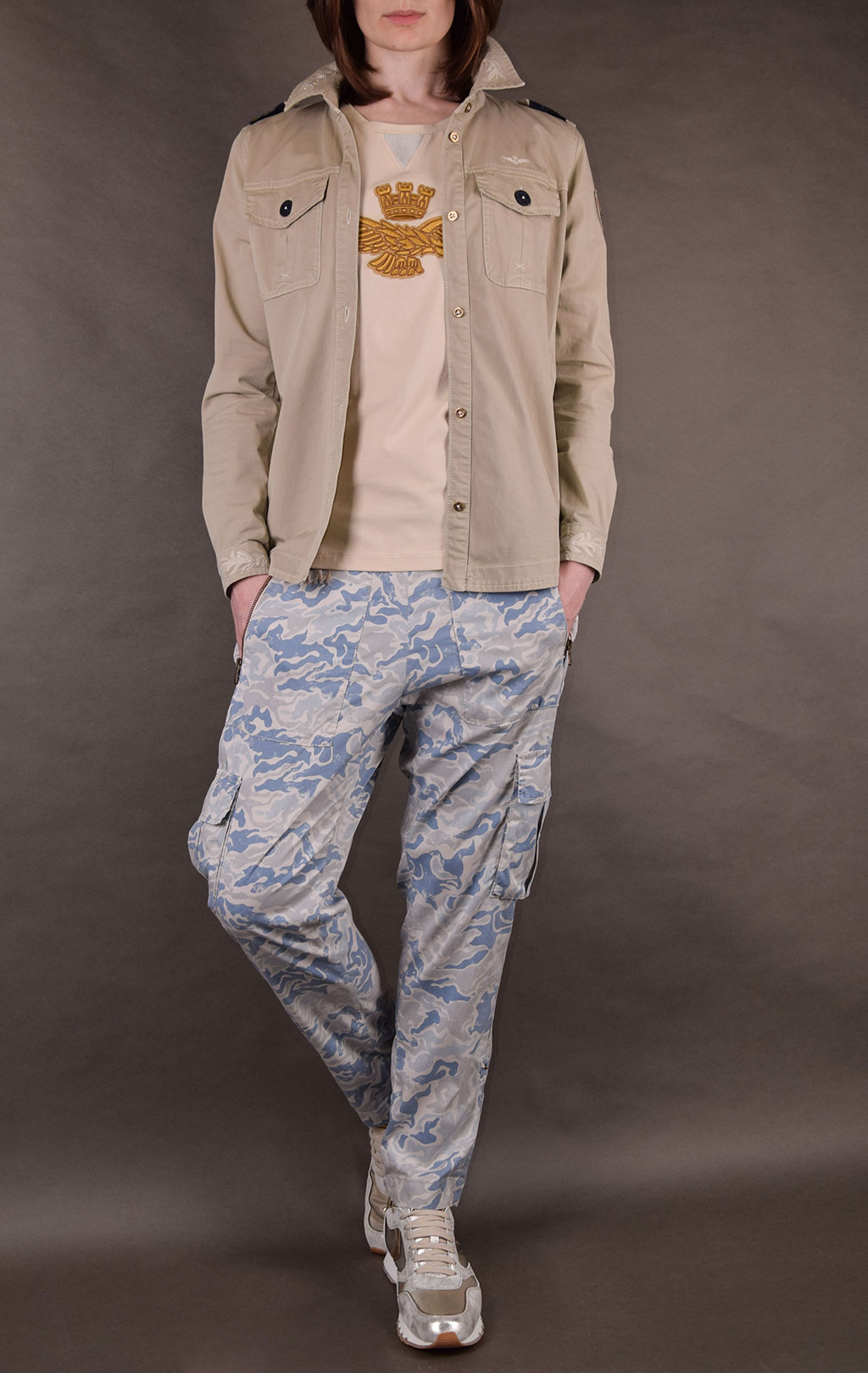 Женская ветровка лёгкая AERONAUTICA MILITARE SS19 beige (AB 1757) 