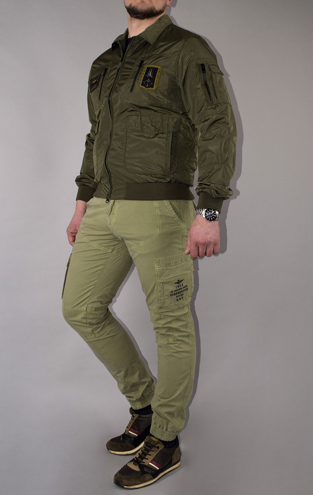 Ветровка-бомбер AERONAUTICA MILITARE SS 21 m/CN verde scuro (AB 1719) 