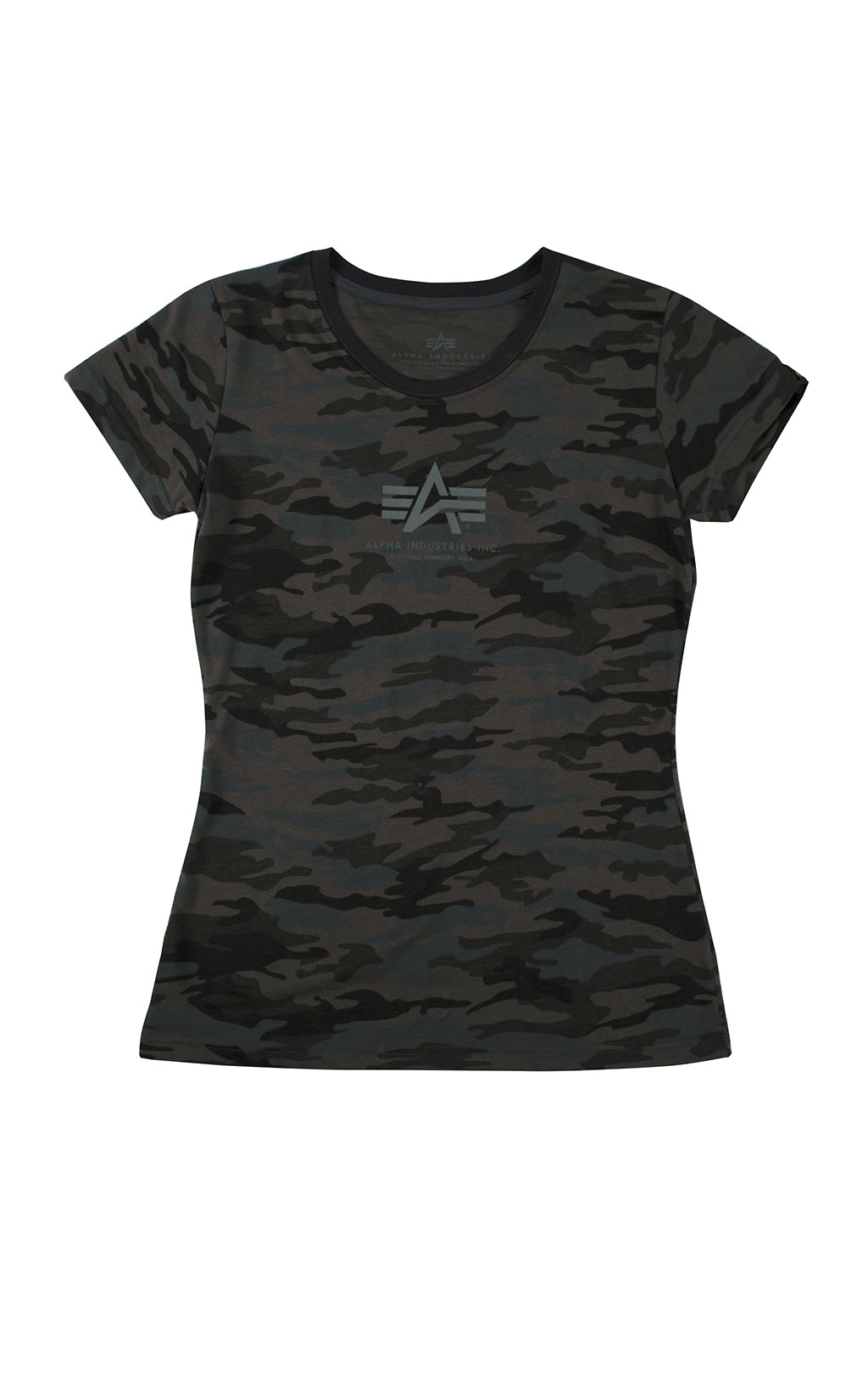 Женская футболка ALPHA INDUSTRIES BASIC T black camo 