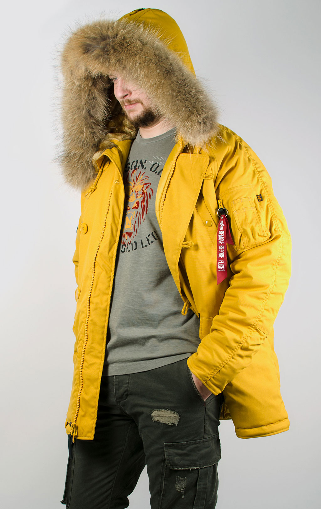 Аляска ALPHA INDUSTRIES EXPLORER натур. мех mustard 