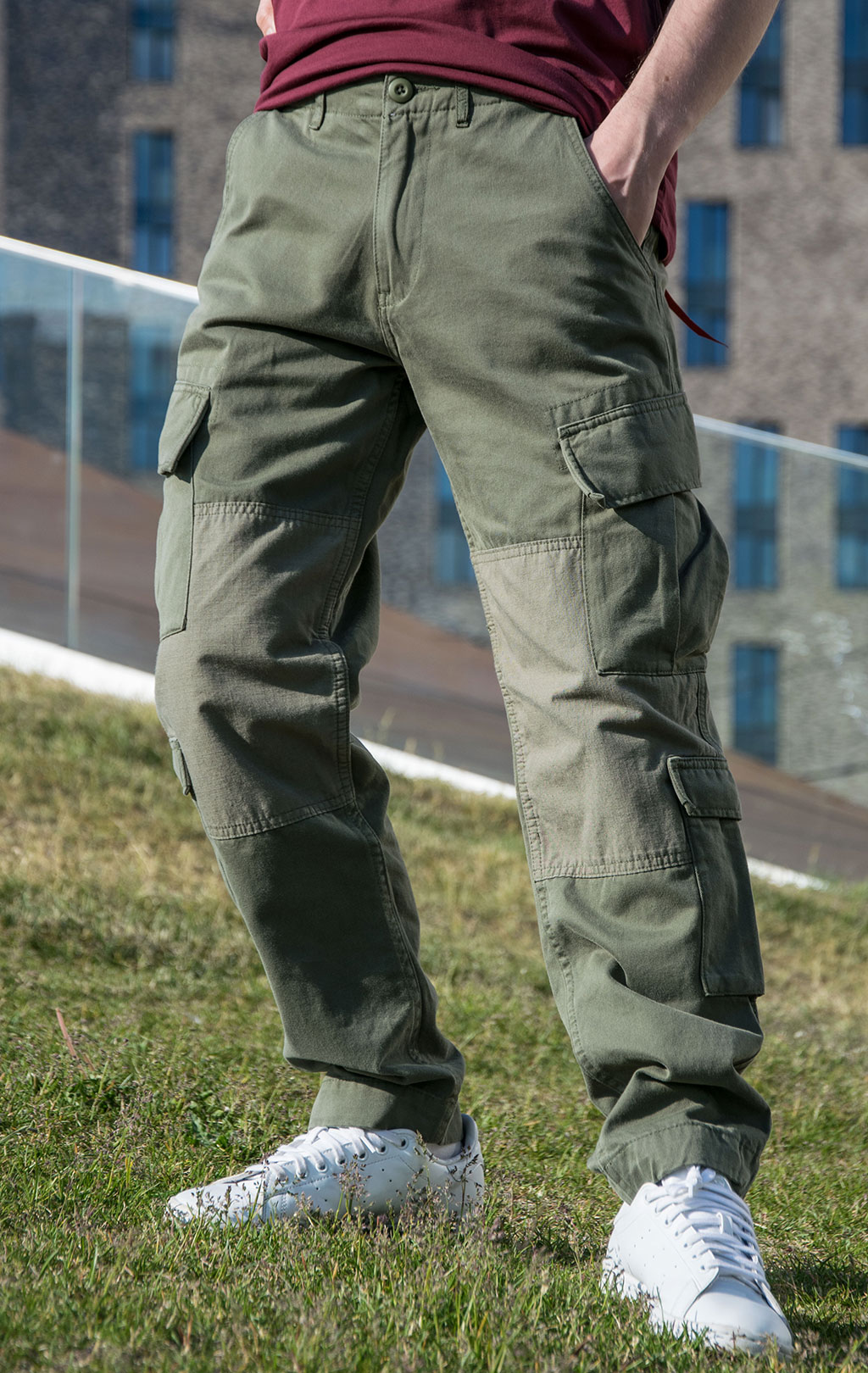 Брюки-карго ALPHA INDUSTRIES ACU PANT плотные dark olive 