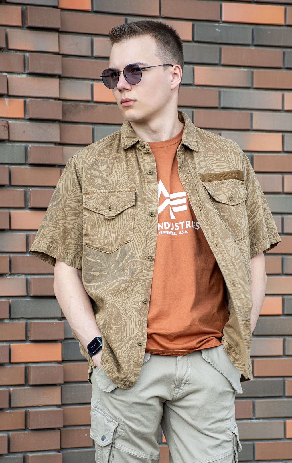 Рубашка ALPHA INDUSTRIES BOTANIC JUNGLE CAMO SS SHIRT SS 25 m brown botanic jungle camo 