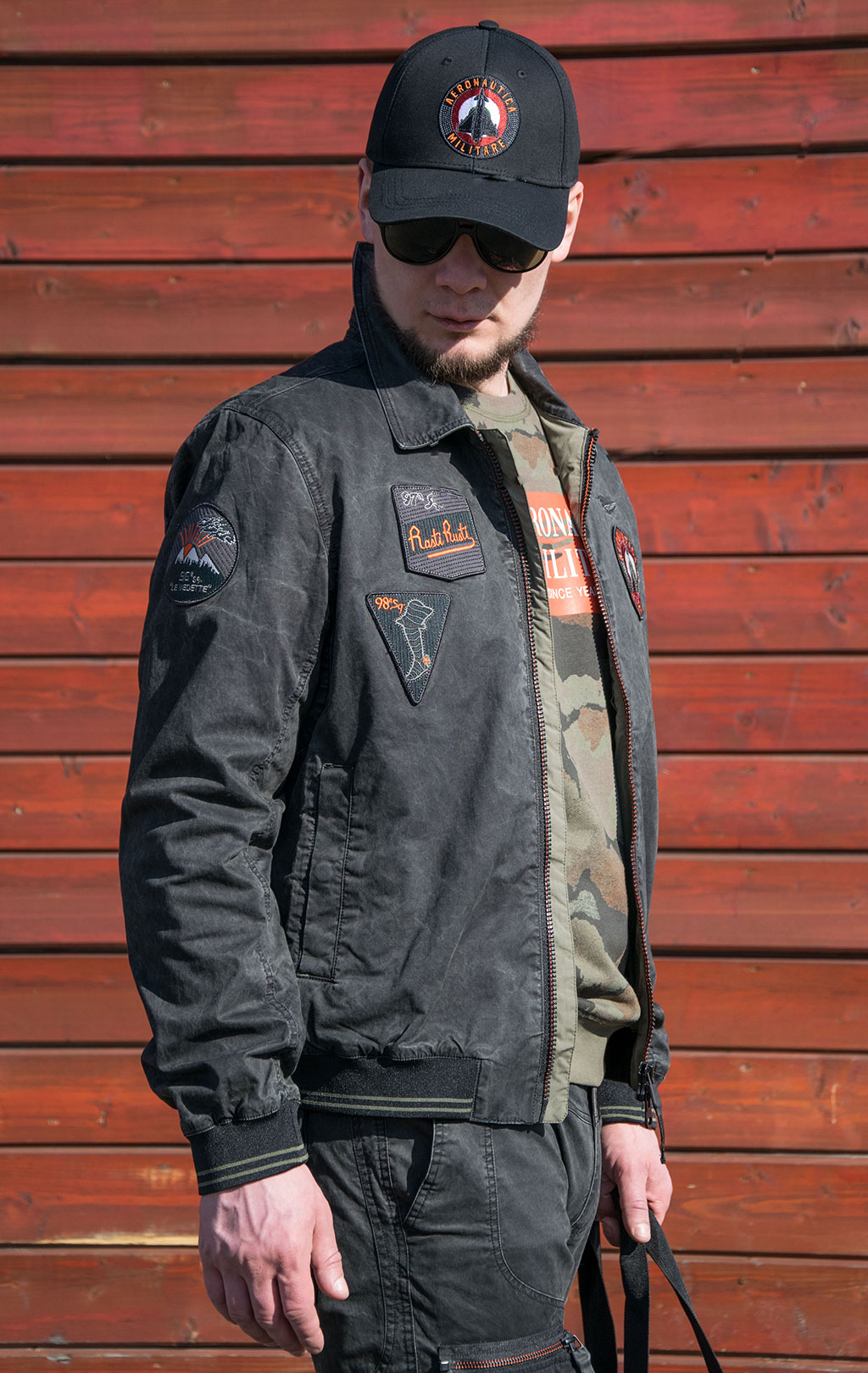 Ветровка-бомбер AERONAUTICA MILITARE SS 22 m/CN jet black (AB 2000) 