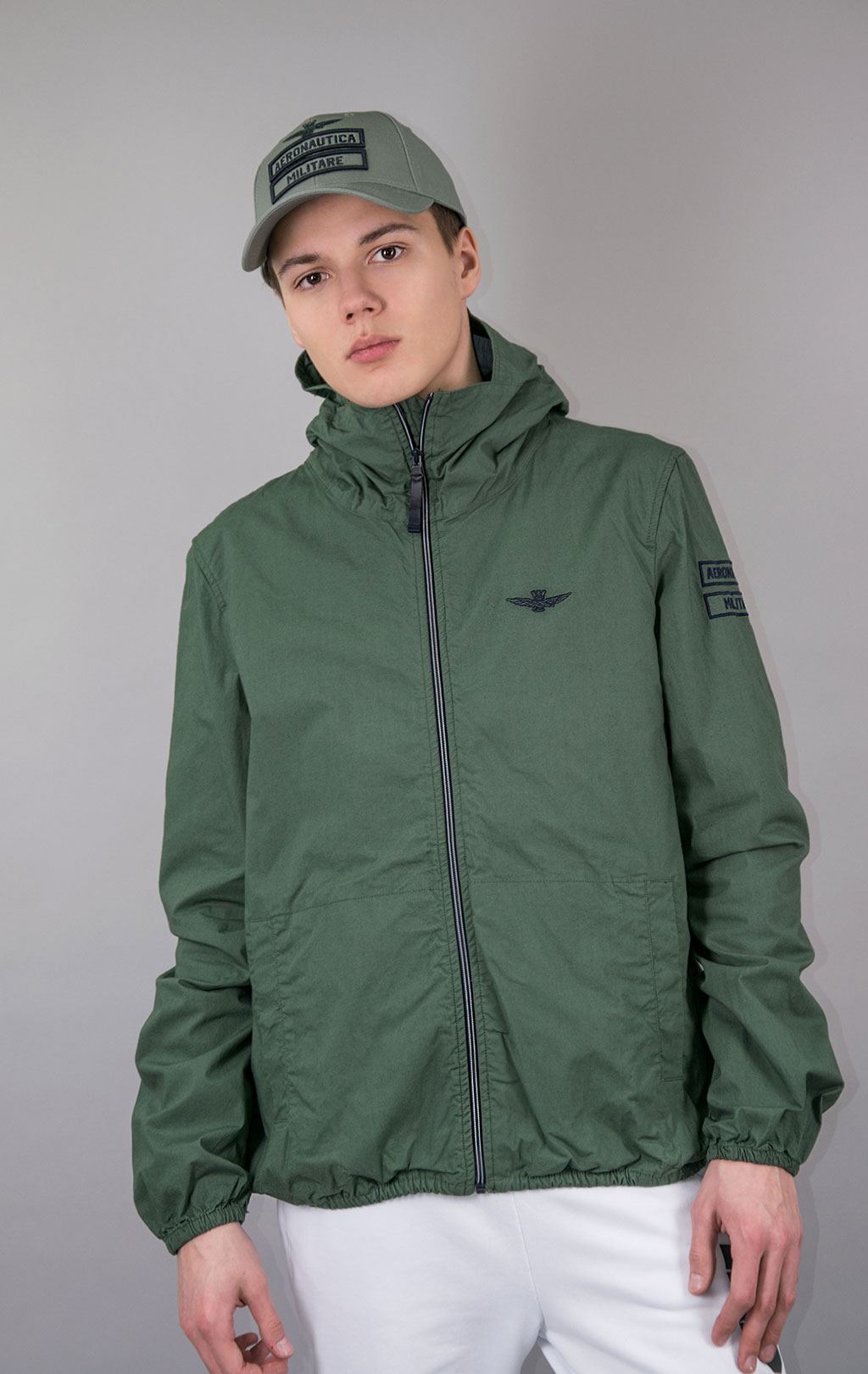 Ветровка AERONAUTICA MILITARE big size SS 23 m/TR verde militare (AB 2054) 