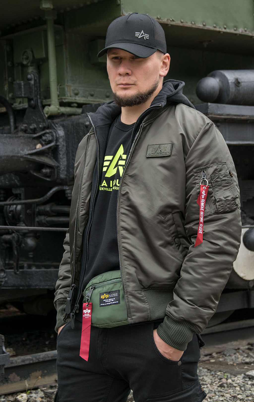 Куртка-бомбер лётная ALPHA INDUSTRIES D-Tec MA-1 black olive 