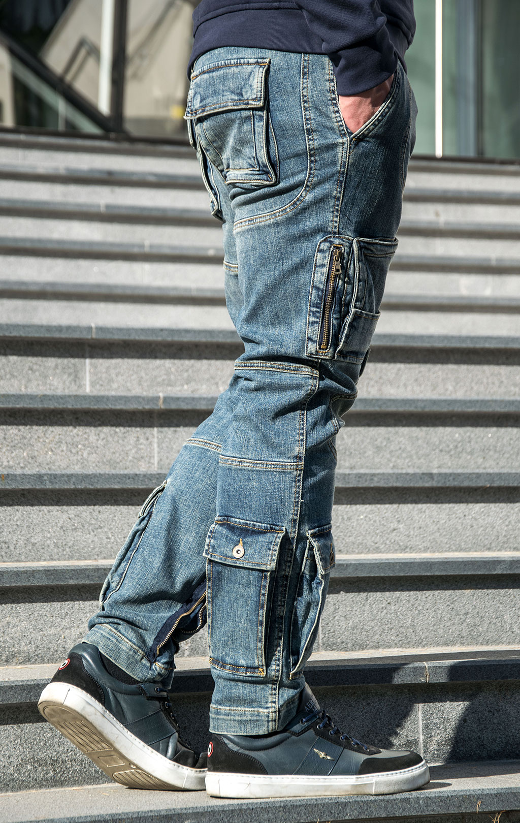 Джинсы-карго AERONAUTICA MILITARE ANTI-G плотные FW 23/24/AL denim wash (PA 939) 