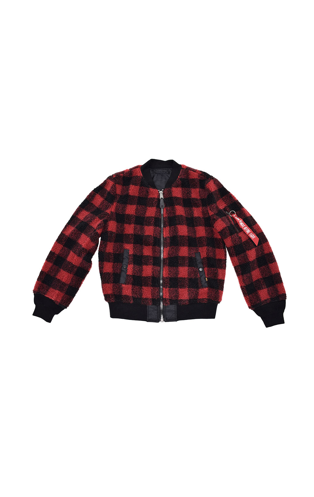 Женская куртка-пилот ALPHA INDUSTRIES 2-х сторонняя SHERPA L-2B FW 21 m red plaid 