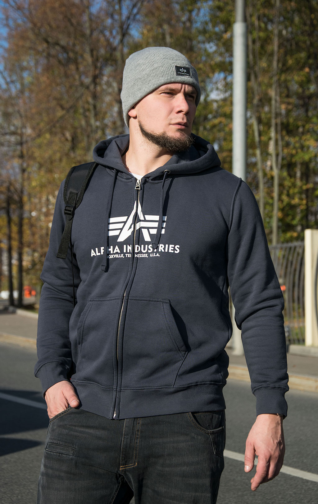 Толстовка ALPHA INDUSTRIES BASIC ZIP HOODY navy 