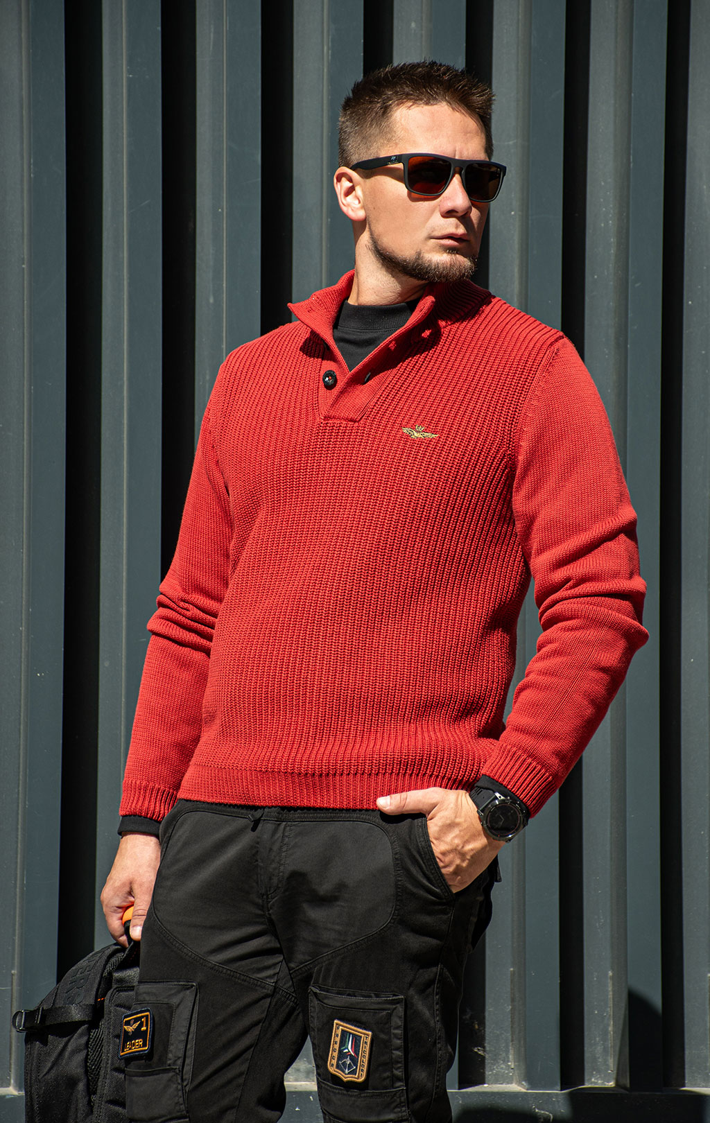 Свитер на пуговицах AERONAUTICA MILITARE FW 26/27/BR red brick (MA 1572) 