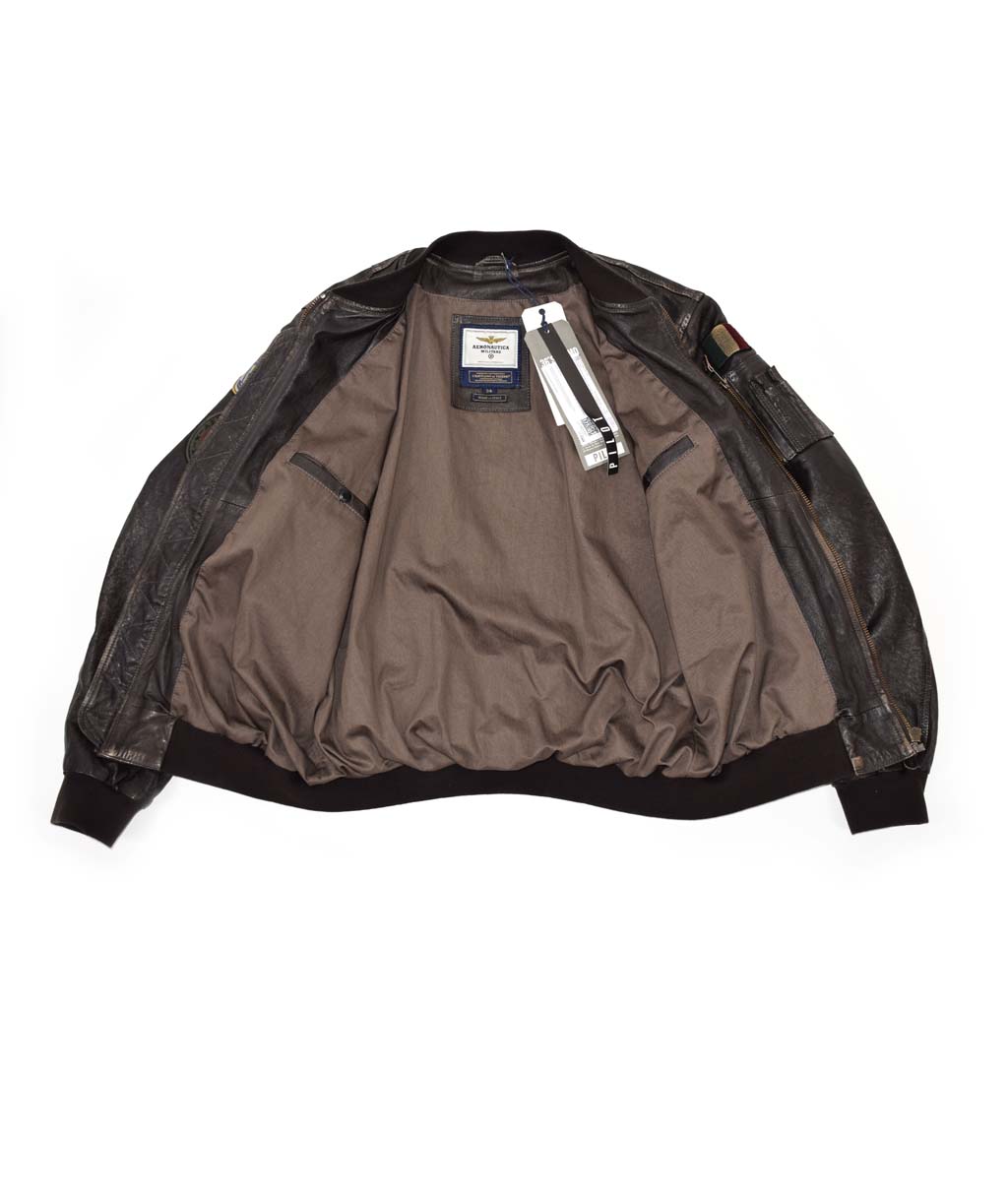 Куртка AERONAUTICA MILITARE кожа SS 21 m/IT testa di moro (PN 5012) 