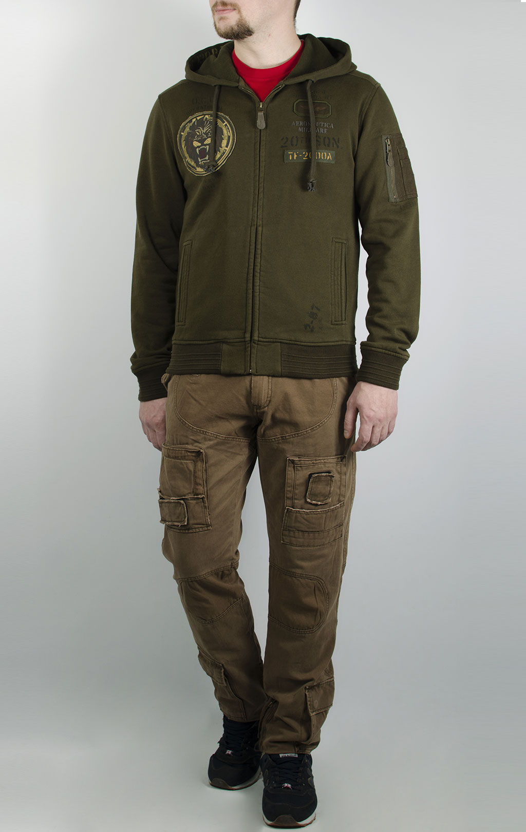 Толстовка с капюшоном AERONAUTICA MILITARE verde militare (FE 1209) 