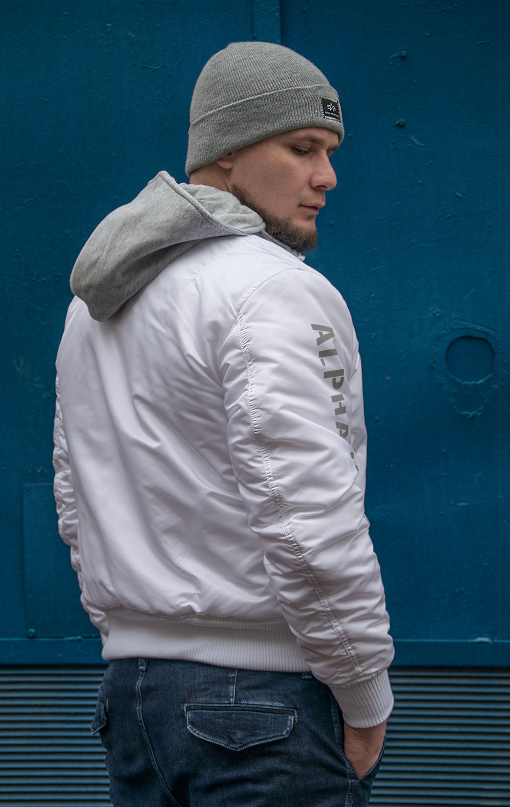 Куртка-бомбер лётная ALPHA INDUSTRIES D-Tec SE MA-1 white/reflective 