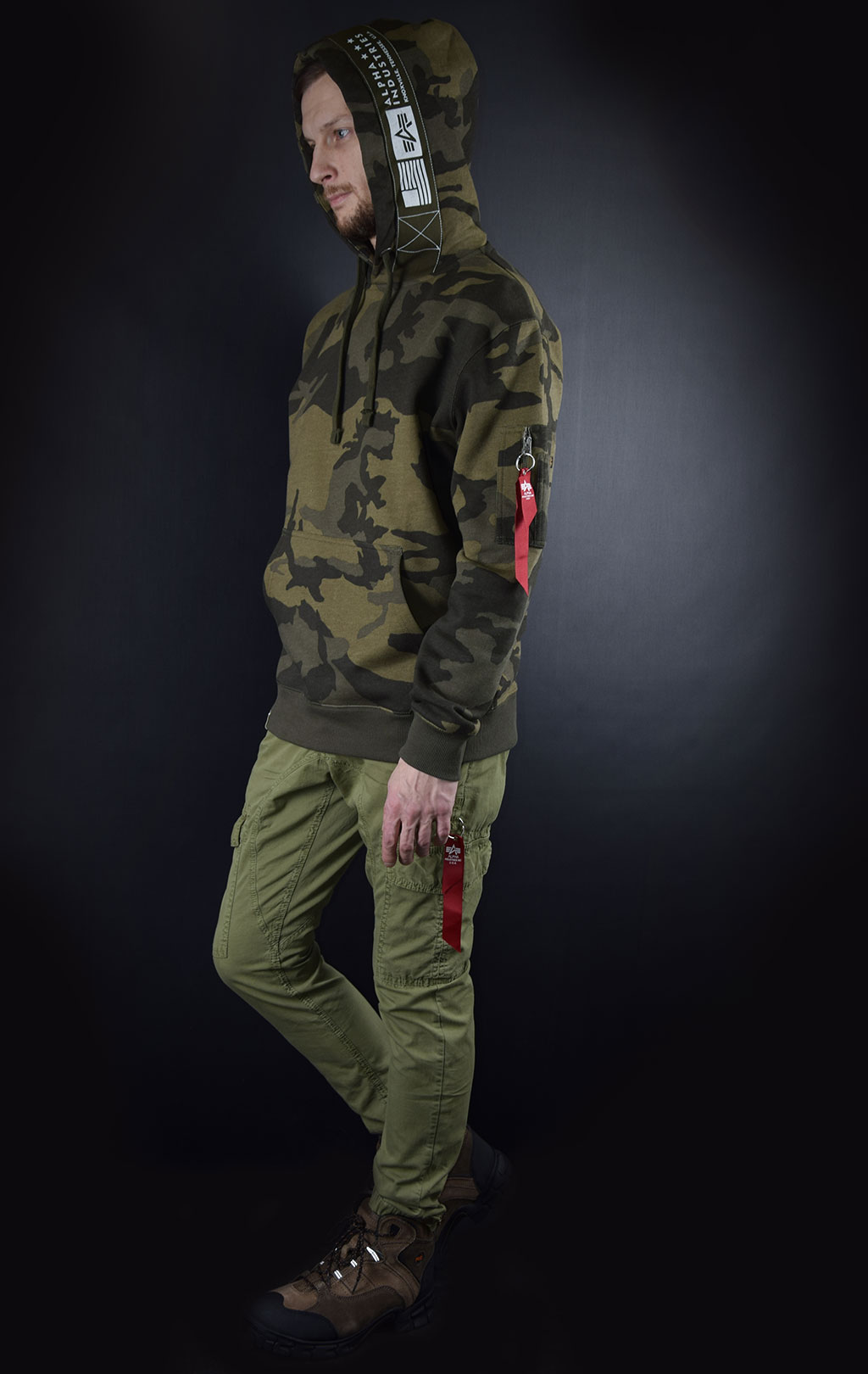 Толстовка ALPHA INDUSTRIES PRINTED TAPE HOODY olive camo 