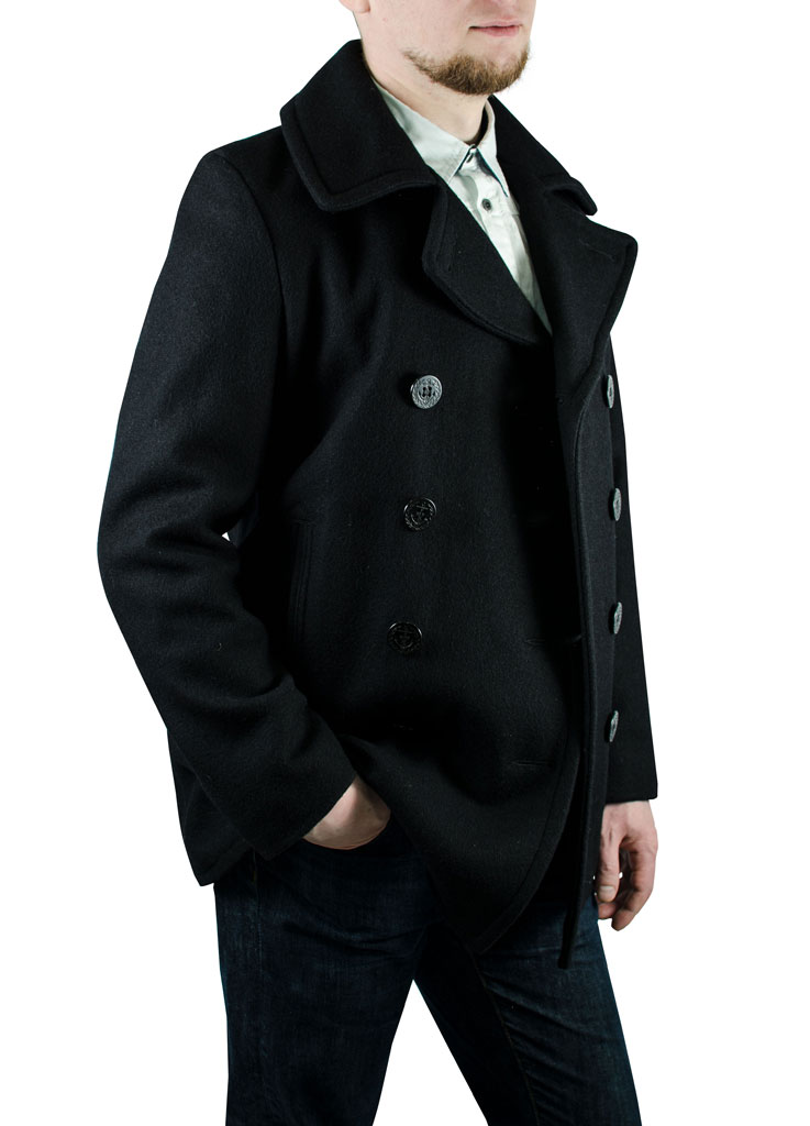 Бушлат морской SCHOTT NYC PEACOAT Slim Fitted 31 шерсть navy (751) 