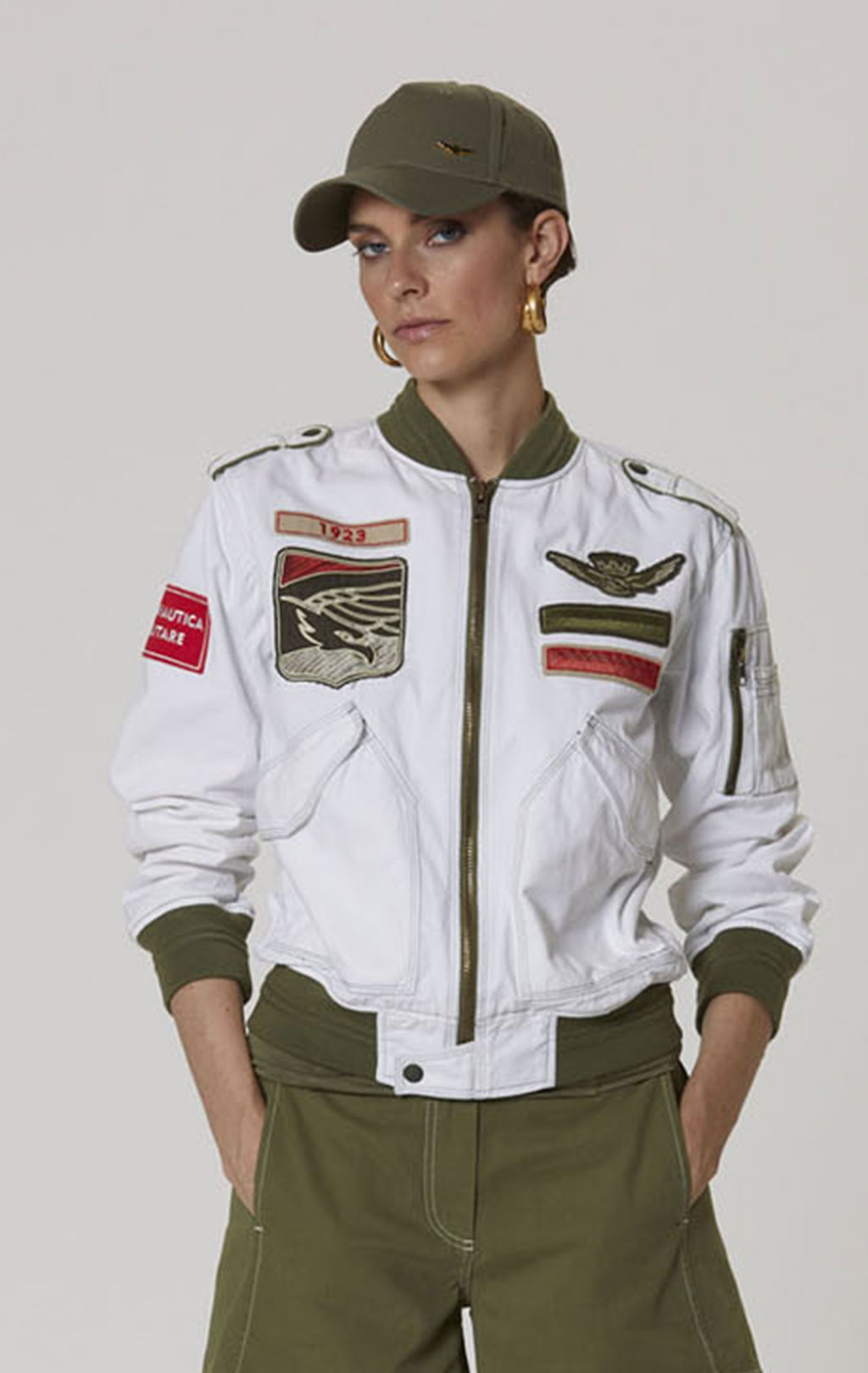 Женская ветровка-бомбер AERONAUTICA MILITARE SS 23/IN bianco ottico (AB 2059) 