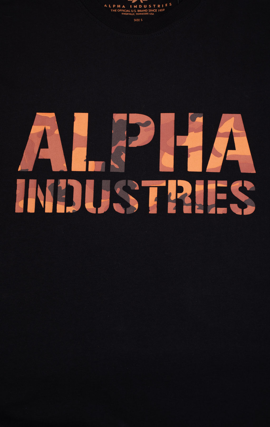 Футболка ALPHA INDUSTRIES CAMO PRINT black/orange 
