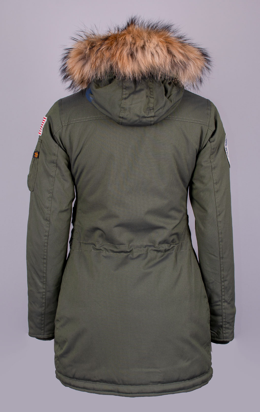 Женская аляска ALPHA INDUSTRIES POLAR натур. мех dark green 