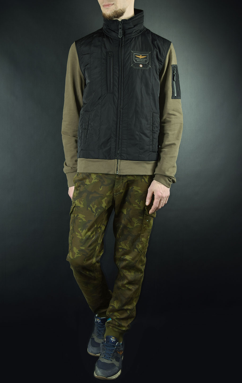 Толстовка AERONAUTICA MILITARE nero/verde bosco (AF 350) 