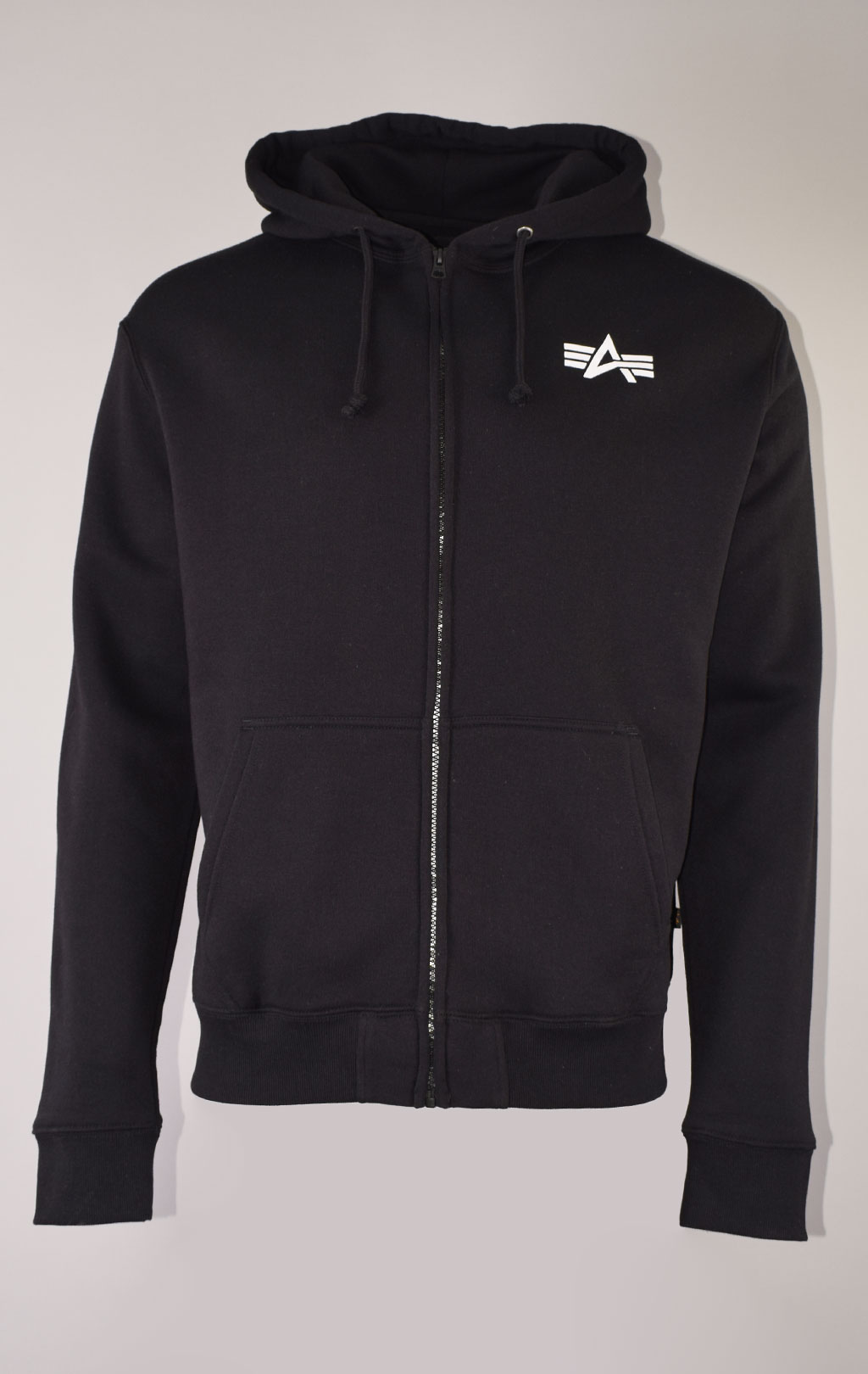 Толстовка ALPHA INDUSTRIES SMALL LOGO FULL-ZIP HOODIE black 