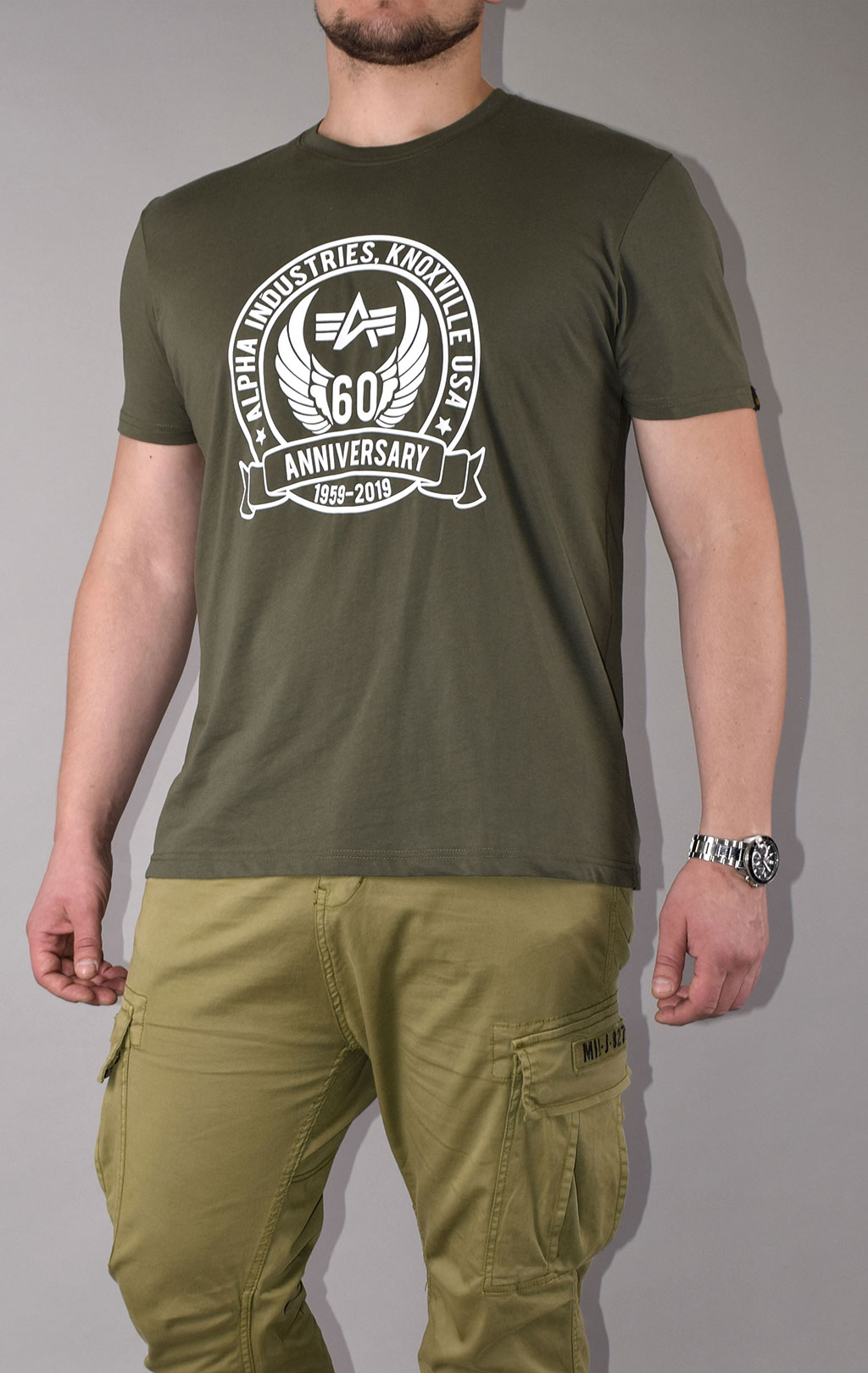 Футболка ALPHA INDUSTRIES ANNIVERSARY T dark olive 