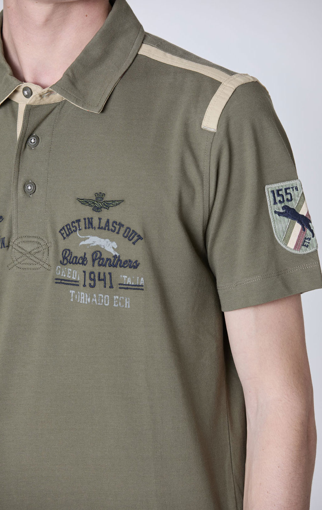Футболка-поло AERONAUTICA MILITARE SS 25 m/TR military olive (PO 1860) 