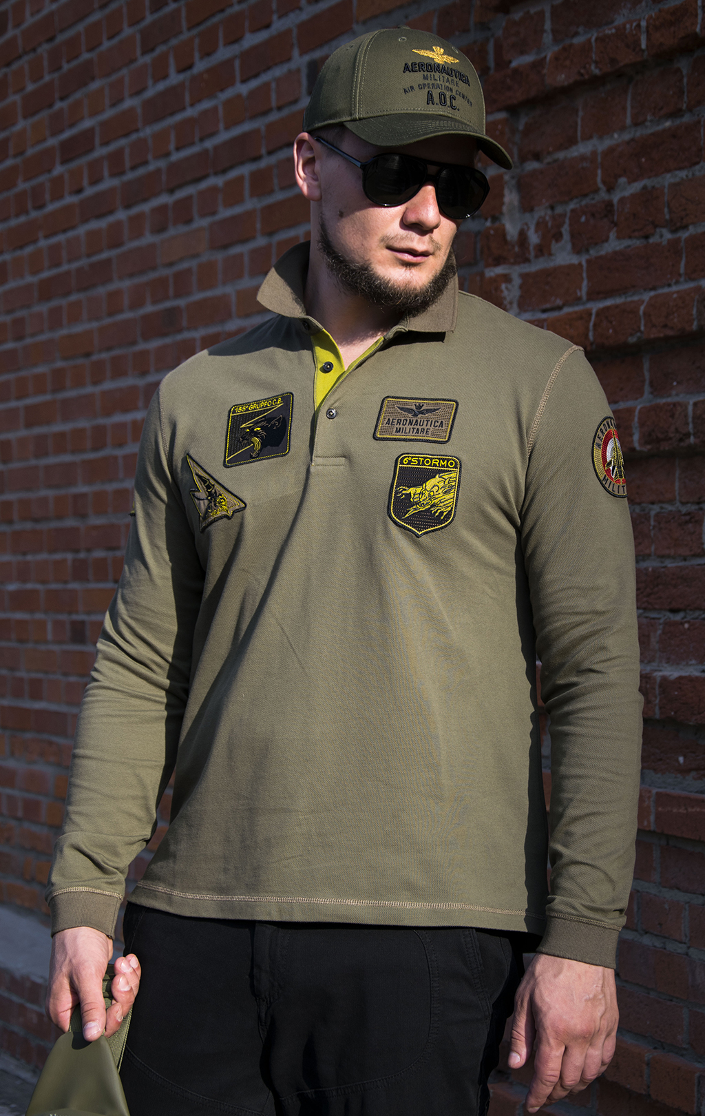 Поло-лонгслив AERONAUTICA MILITARE FW 21/22/TR verde militare (TS 1571) 