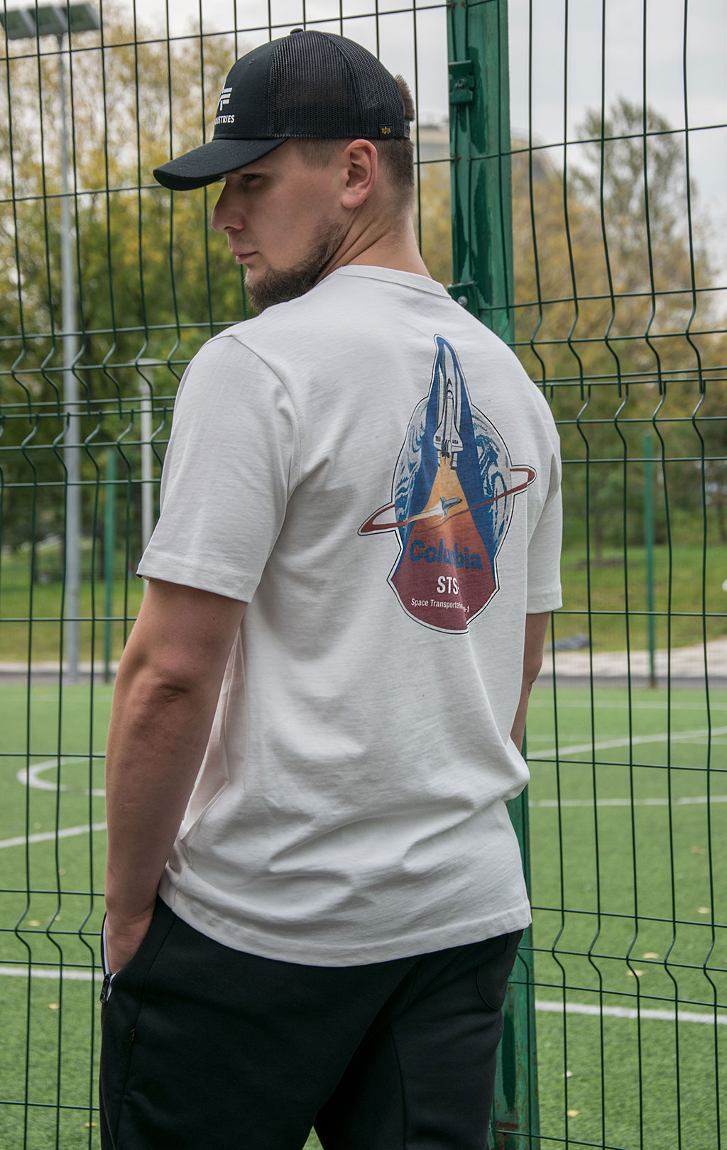 Футболка ALPHA INDUSTRIES NASA COLUMBIA TEE плотная FW 21/22 white 