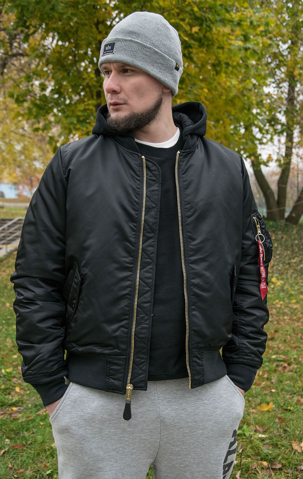 Куртка-бомбер ALPHA INDUSTRIES NATUS MA-1 FW 21/22 m black/new silver lining 