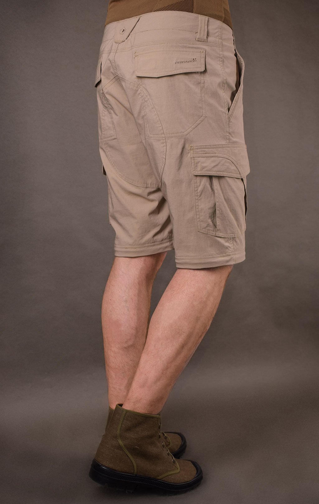 Брюки-шорты тактические Pentagon GOMATI XTR big size нейлон Rip-Stop stretch khaki 05030 