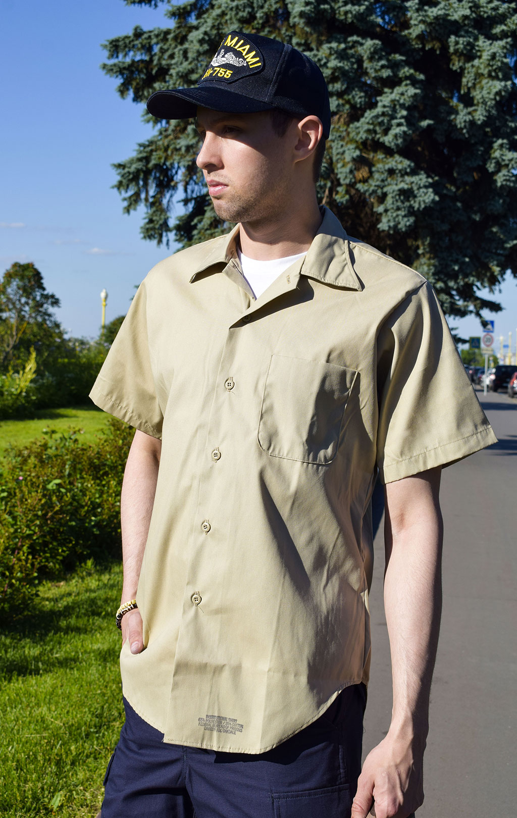 Рубашка Institution Shirt khaki США