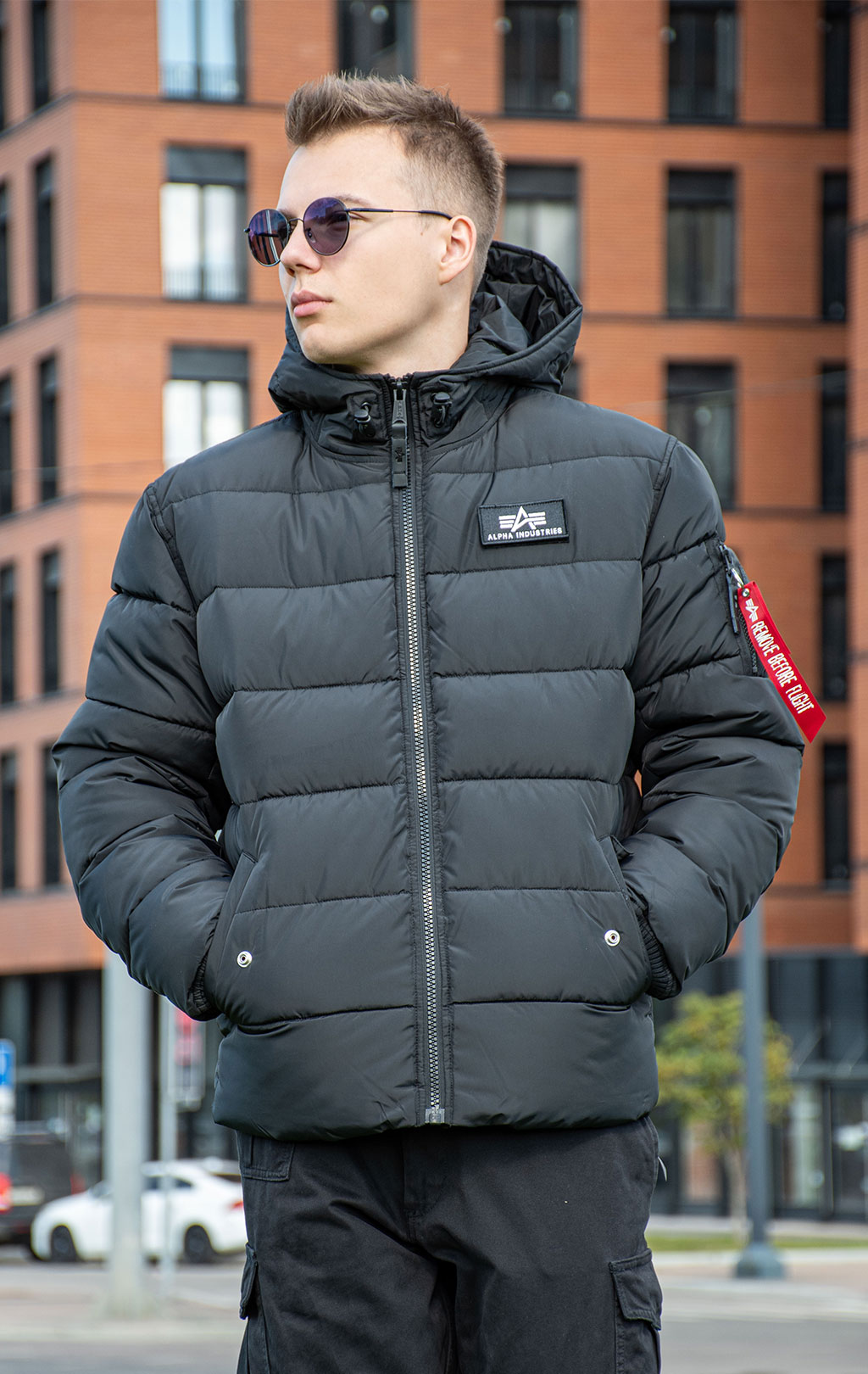 Куртка ALPHA INDUSTRIES HOODED PUFFER ALPHA FD black 