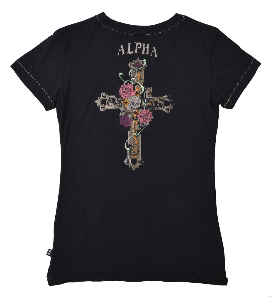 Женская футболка ALPHA INDUSTRIES Cross Skull T black 