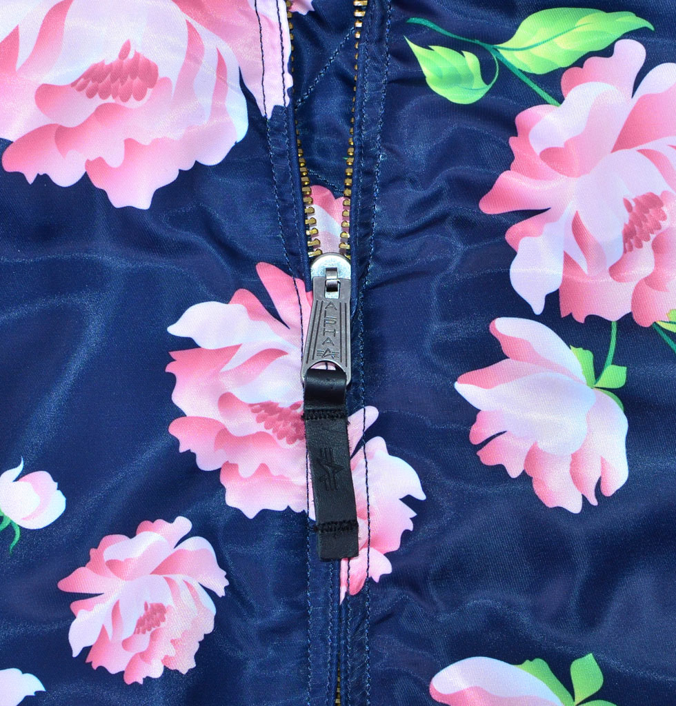 Женский бомбер ALPHA INDUSTRIES VF FLOWERPRINT MA-1 rep. blue 