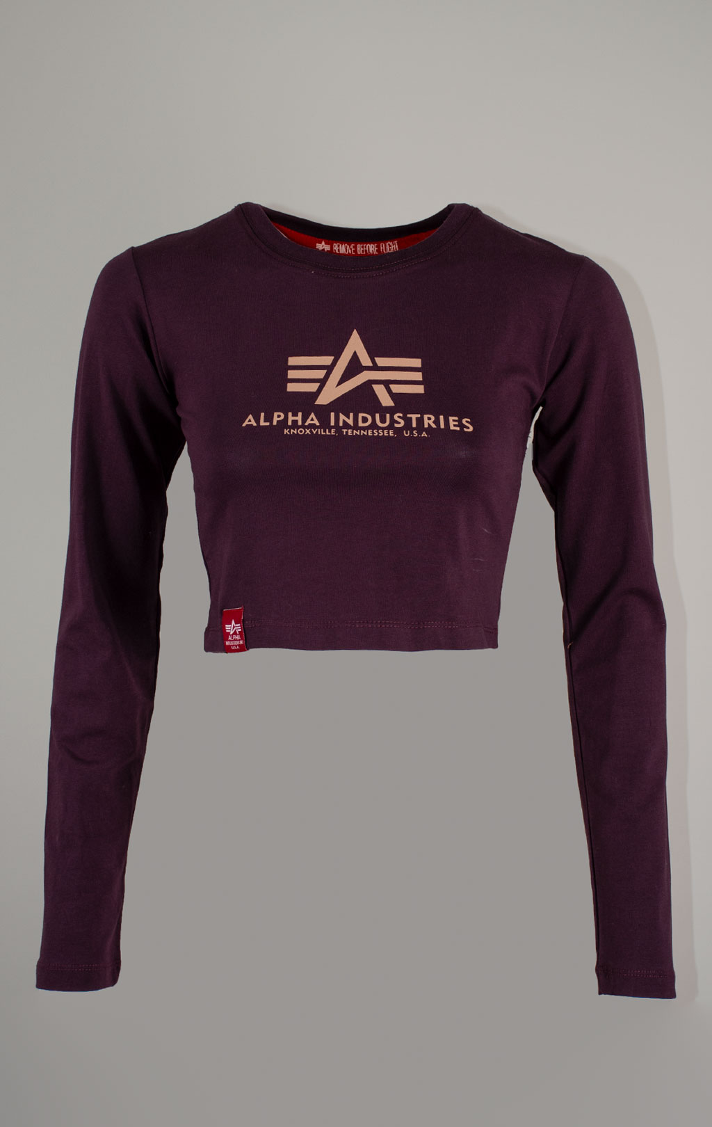 Женский лонгслив ALPHA INDUSTRIES BASIC CROPPED LS plum 