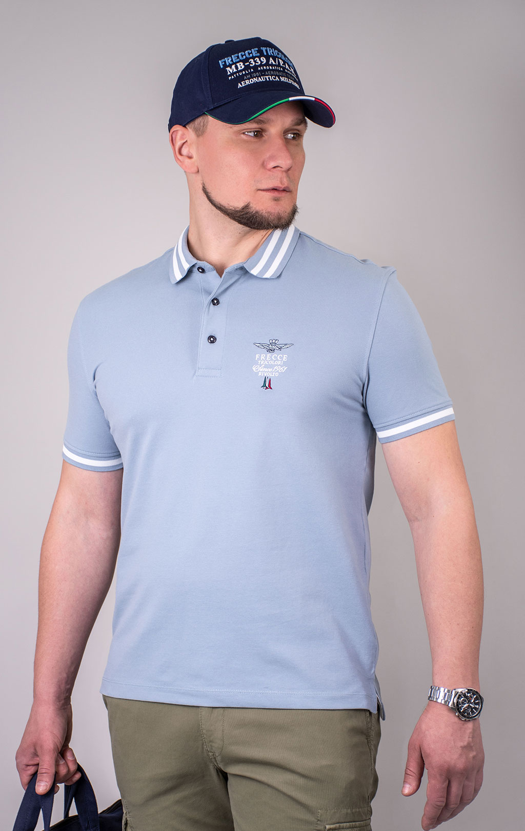 Футболка-поло AERONAUTICA MILITARE SS 24 m/BD glacier blue (PO 1758) 