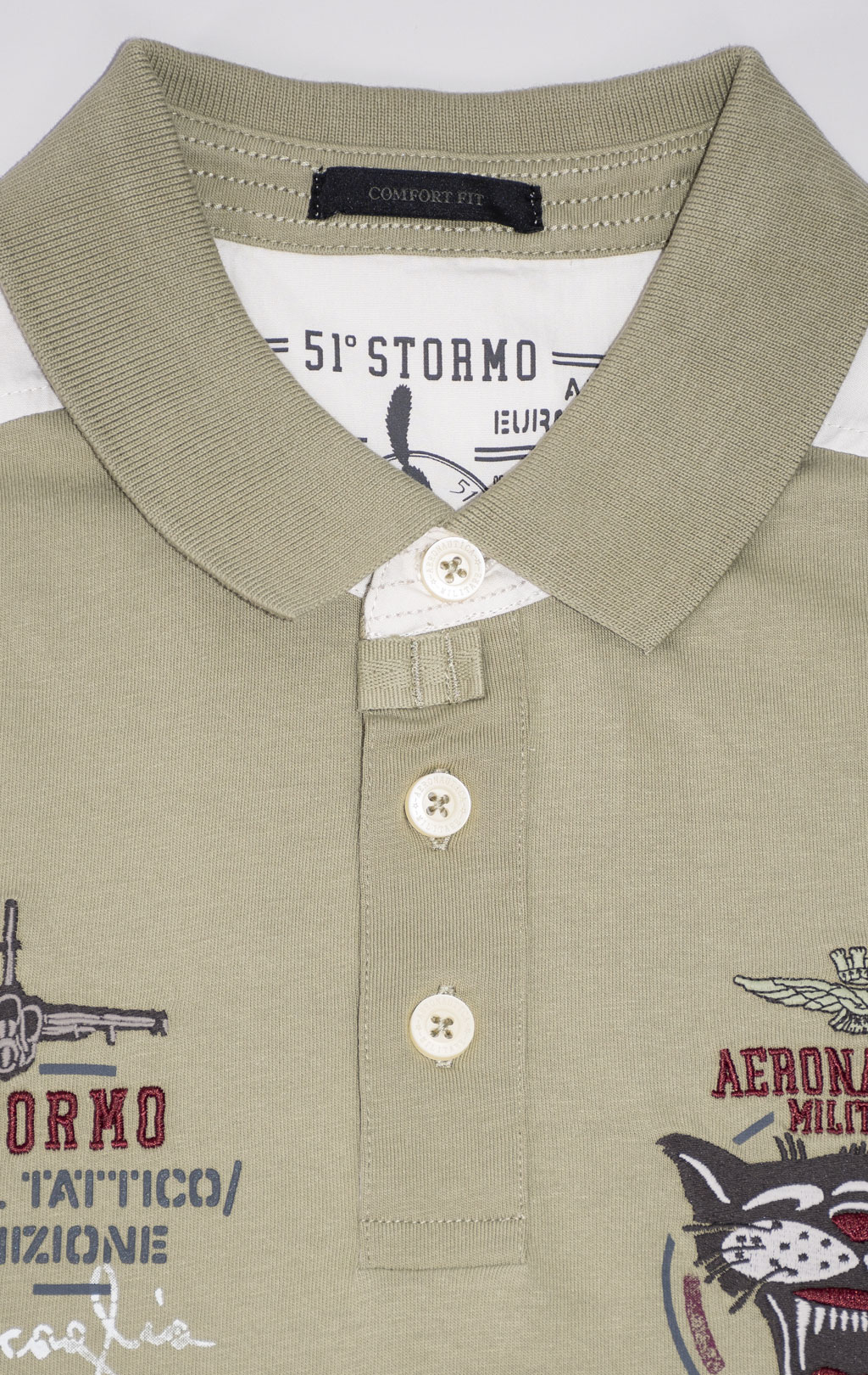 Футболка-поло AERONAUTICA MILITARE SS 24 m/TR sage green (PO 1776) 