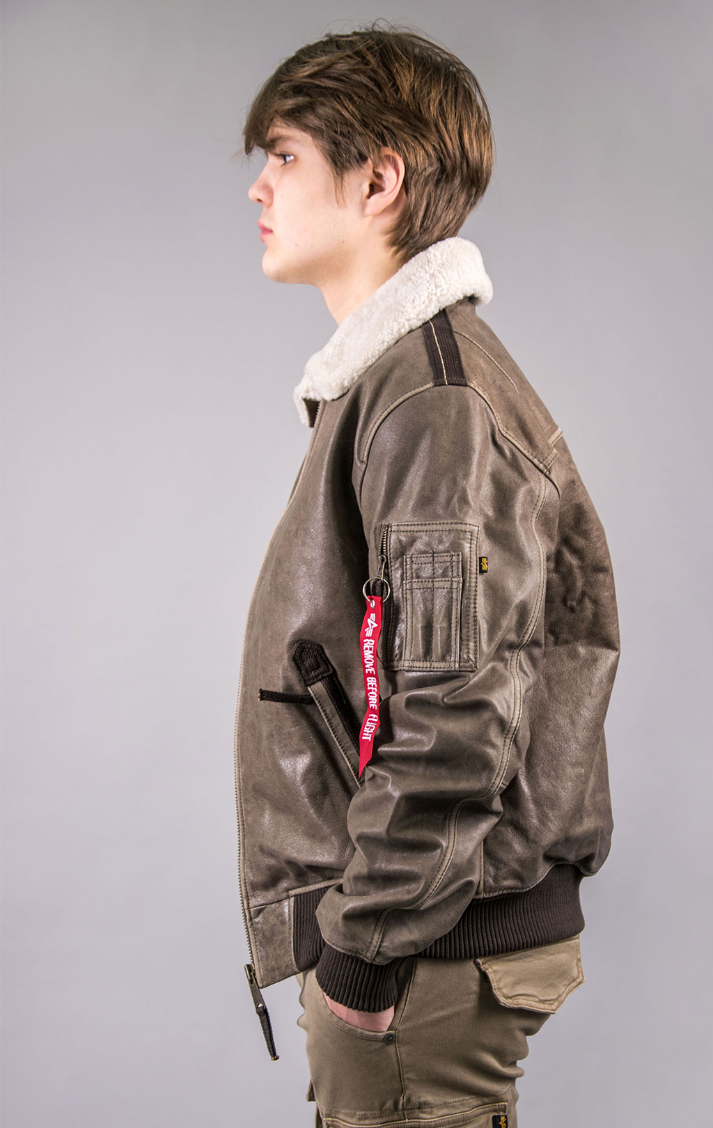 Куртка-пилот ALPHA INDUSTRIES INJECTOR-III LEATHER кожа vintage brown 