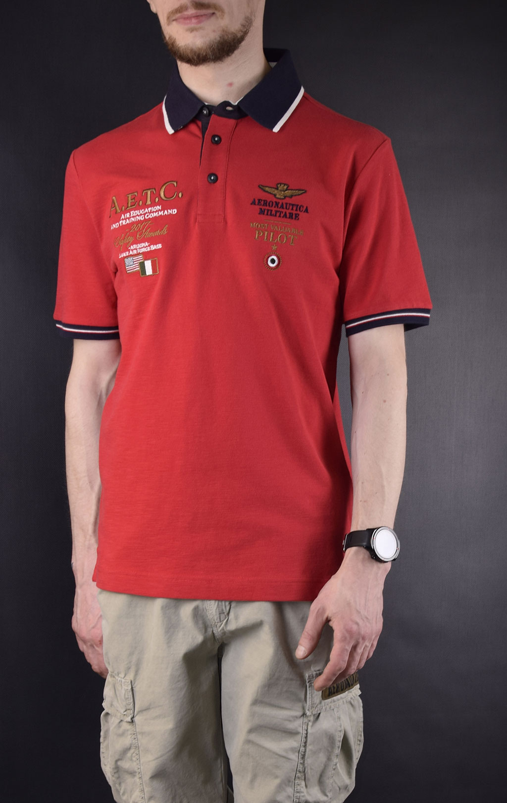 Футболка-поло AERONAUTICA MILITARE SS19 rosso sport (PO 1353) 