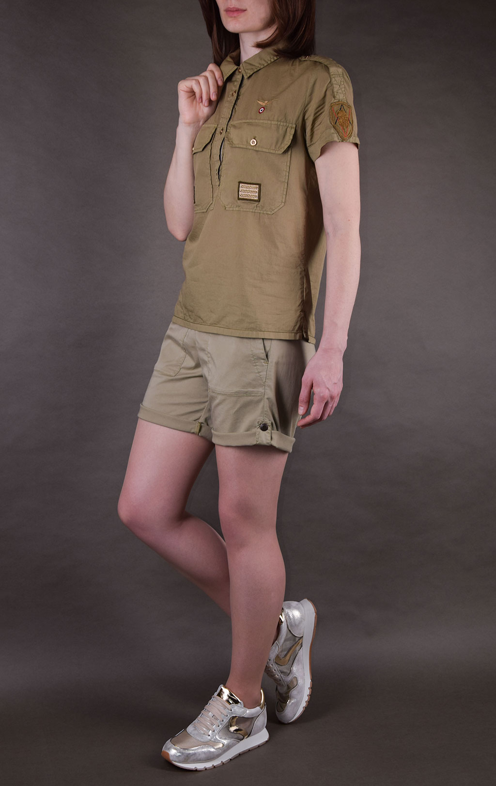Женская рубашка AERONAUTICA MILITARE SS19 verde chiaro (CA 1107) 