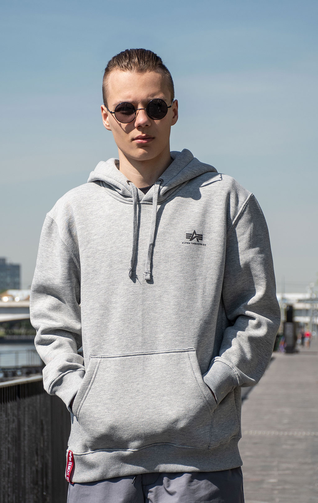 Толстовка ALPHA INDUSTRIES BASIC HOODY SMALL LOGO grey heather 